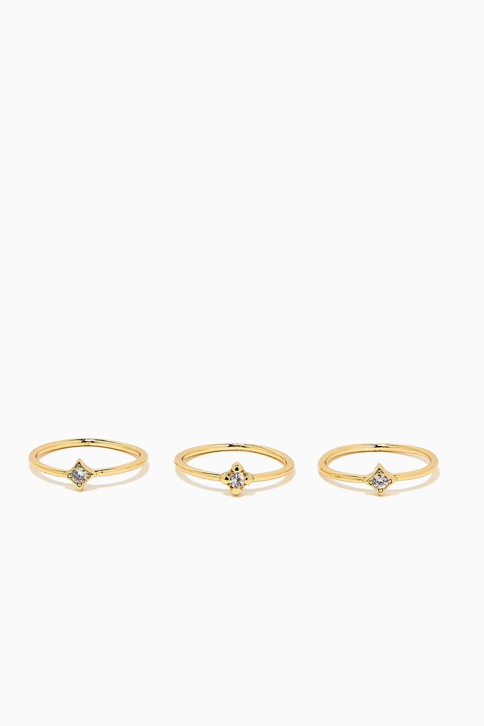 

Bezel Charm Ring Set in Gold-plated Brass