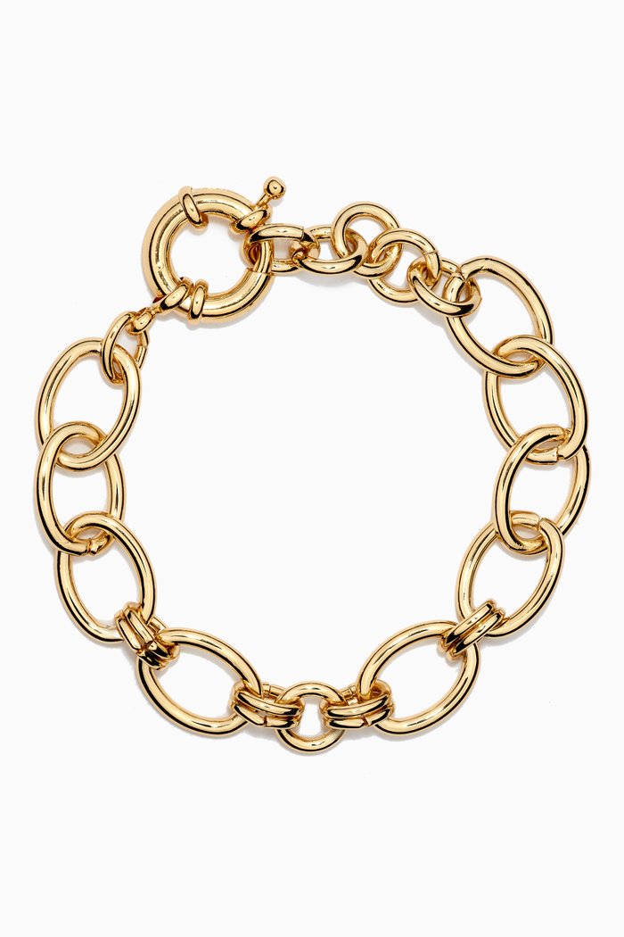 

Cleo Link Chain Bracelet in Gold-plated Brass