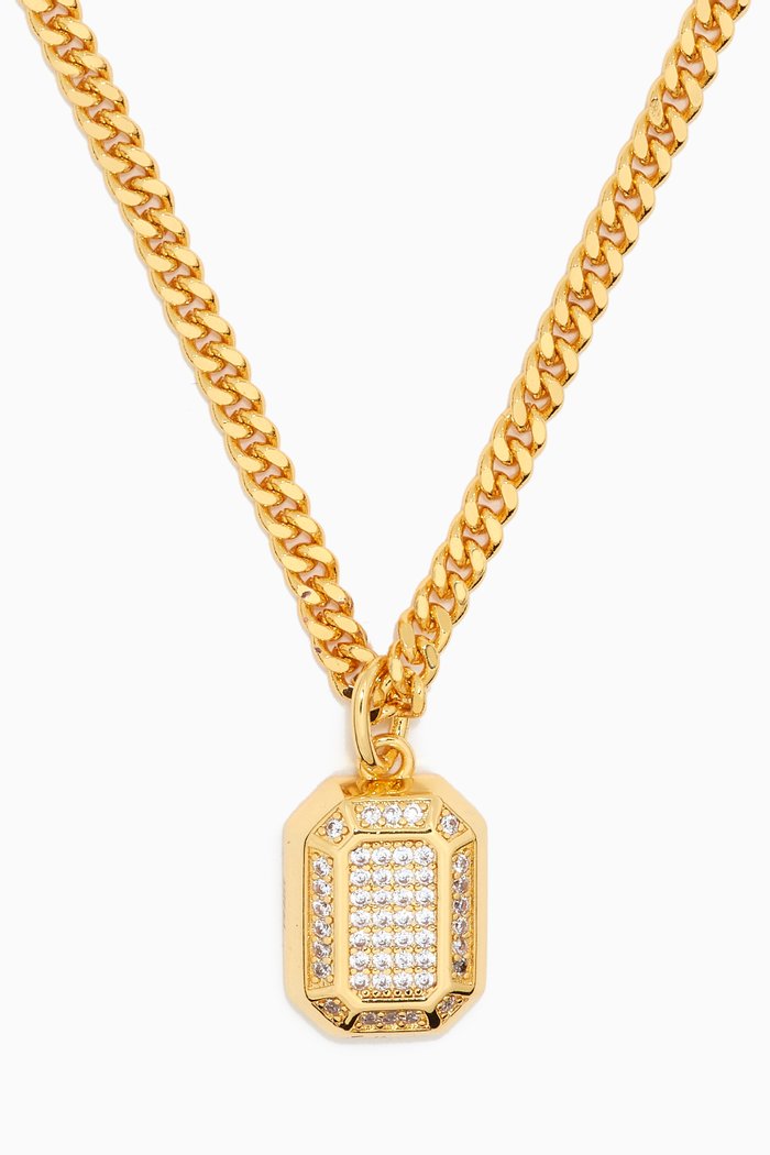 

Faceted CZ Pendant Necklace in Gold-plated Brass