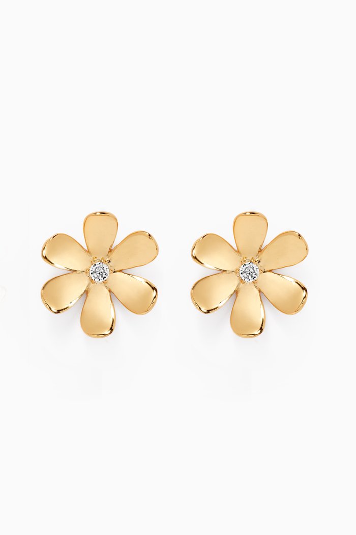 Daisy Statement Studs in Gold-plated Brass