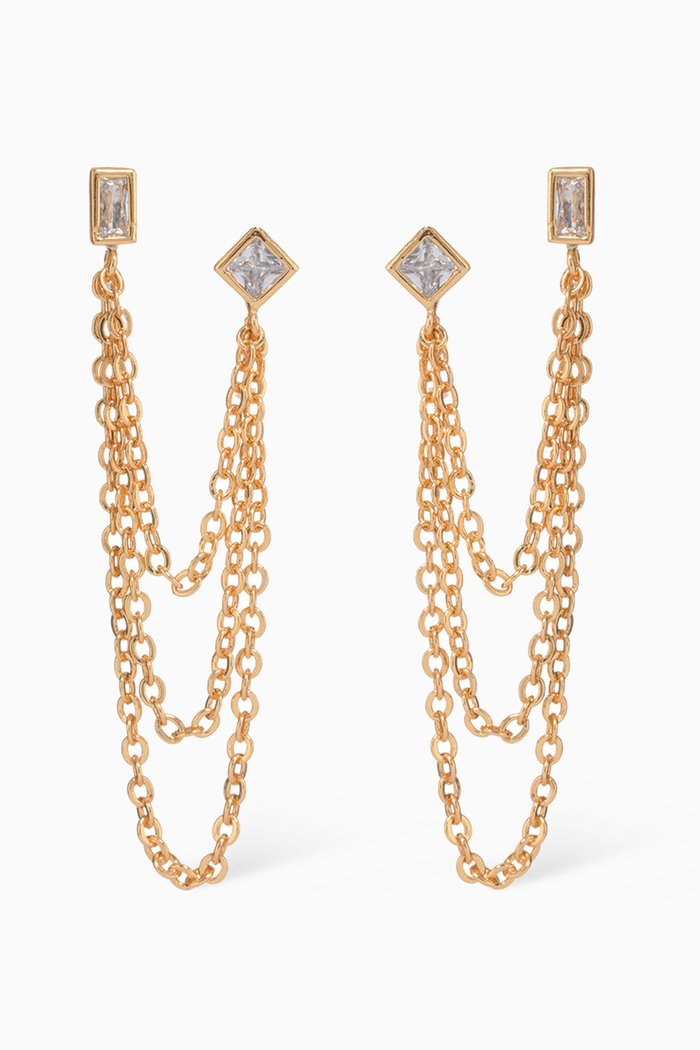 

Mixte Cascading Chain Studs in Gold-plated Brass