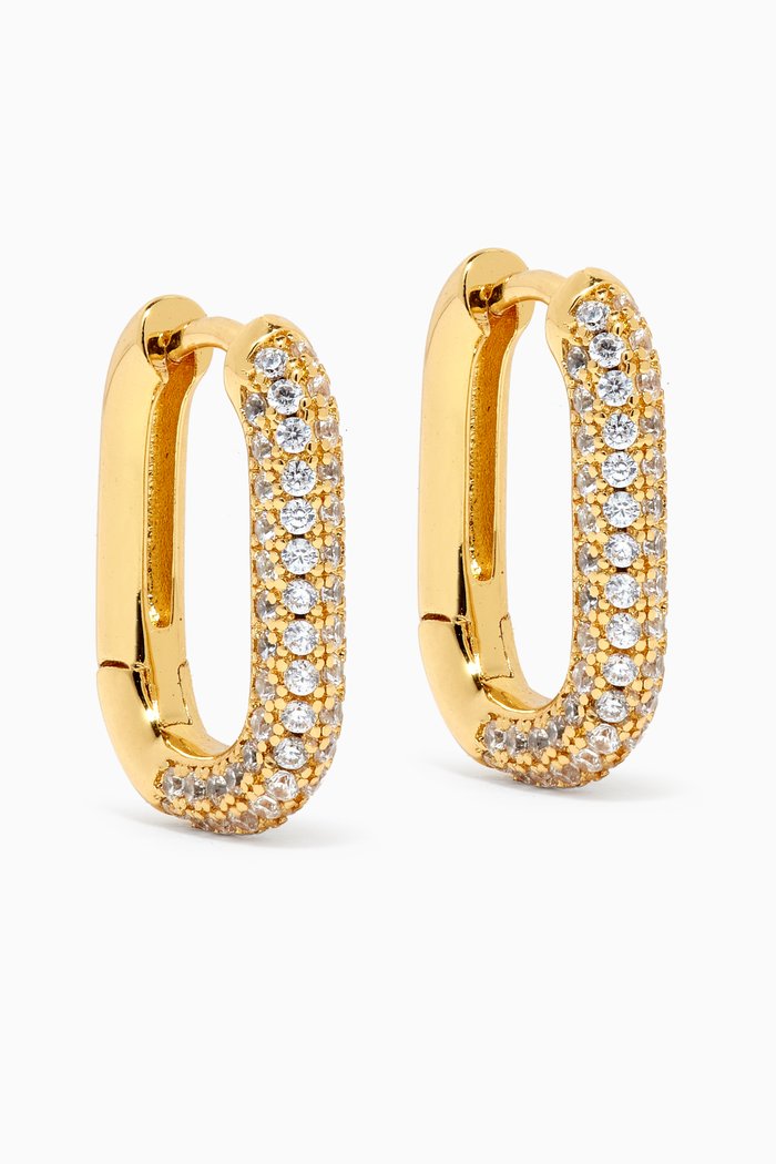

Pave Chain Link CZ Huggies in 14kt Antique Gold-plated Brass