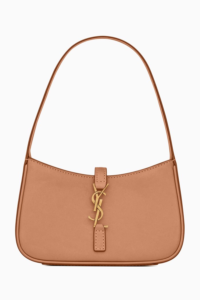 Mini Le 5 A 7 Hobo Bag in Vegetable-tanned Leather, Brown