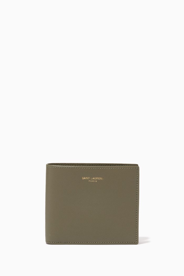 

East/West Wallet in Grain De Poudre Embossed Leather, Green