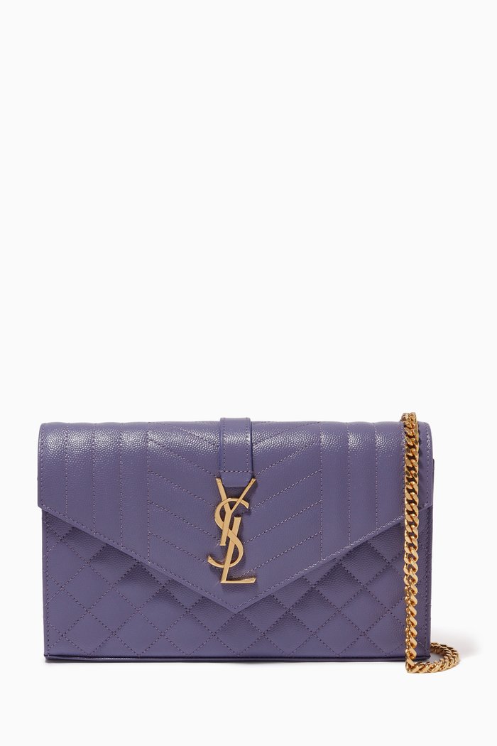 Monogram Chain Wallet in Mix Matelassé Grain de Poudre Embosse, Purple