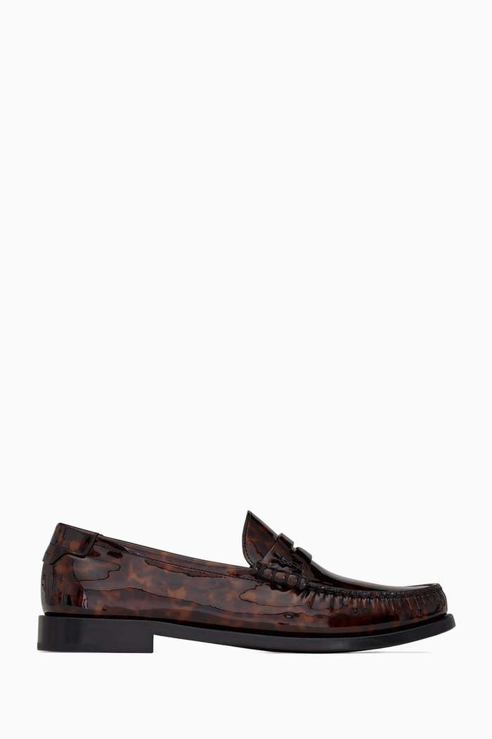 

Le Loafer Monogram Penny in Tortoiseshell Patent Leather, Brown