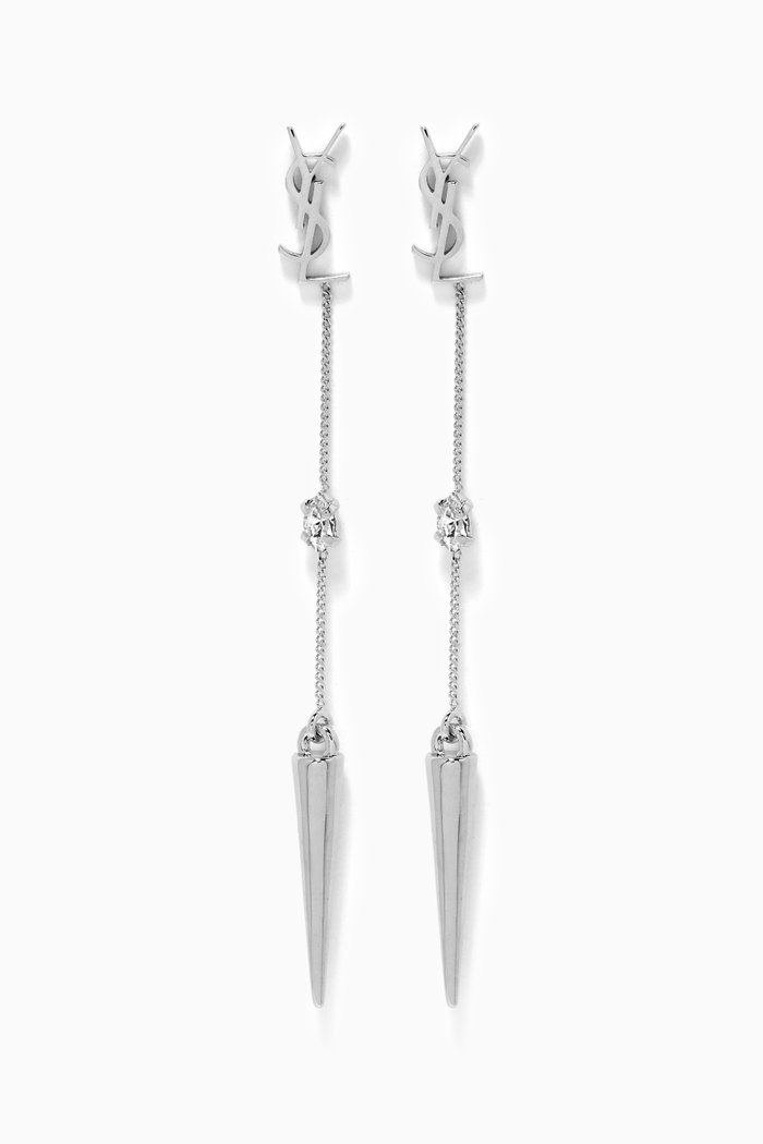 

Opyum YSL Rhinestone Spike Earrings in Brass, Silver