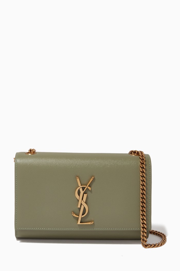 

Small Kate Shoulder Bag in Grain De Poudre Embossed Leather, Green