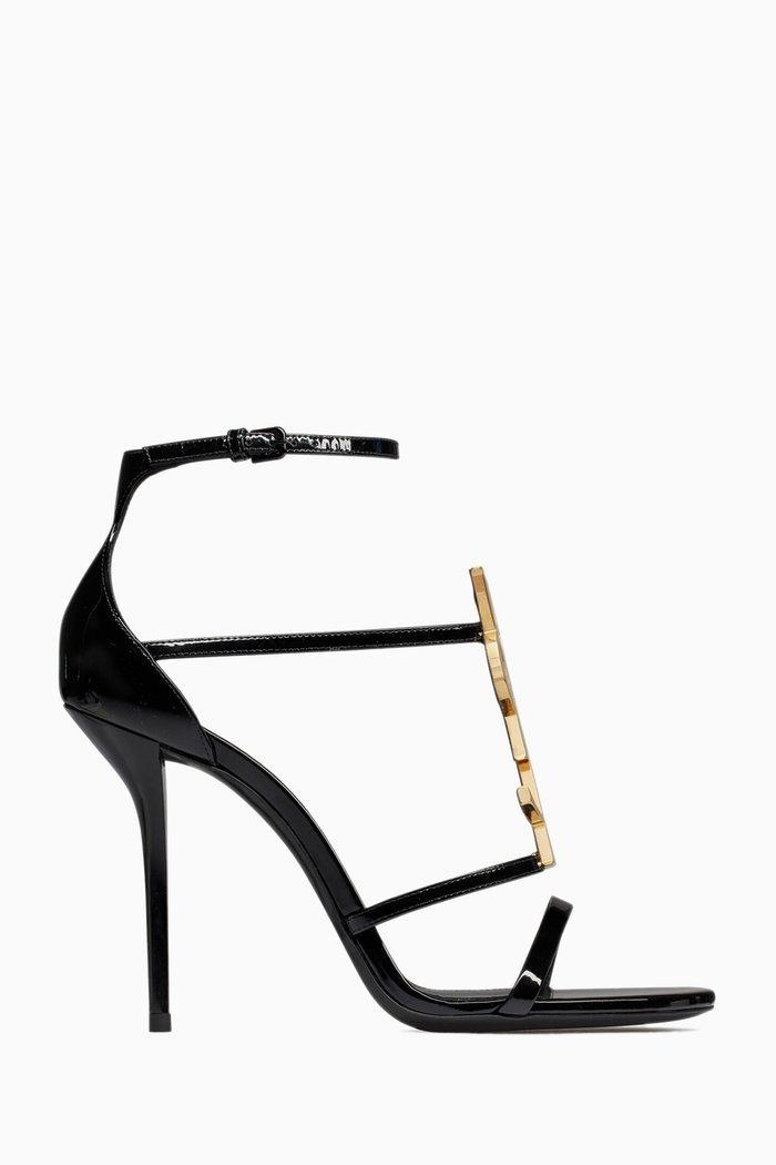 Cassandra 100 Monogram Sandals in Patent Leather, Black