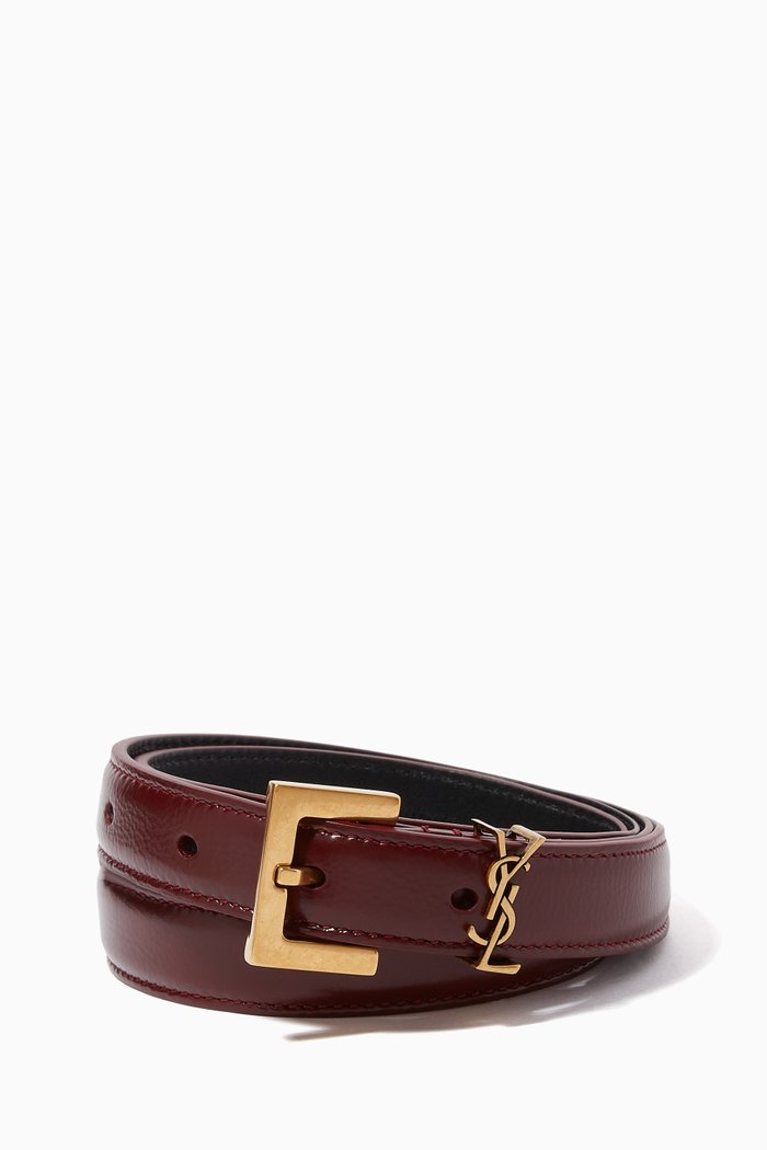 

Cassandre Thin Belt in Shiny Box SAINT LAURENT Leather, Red