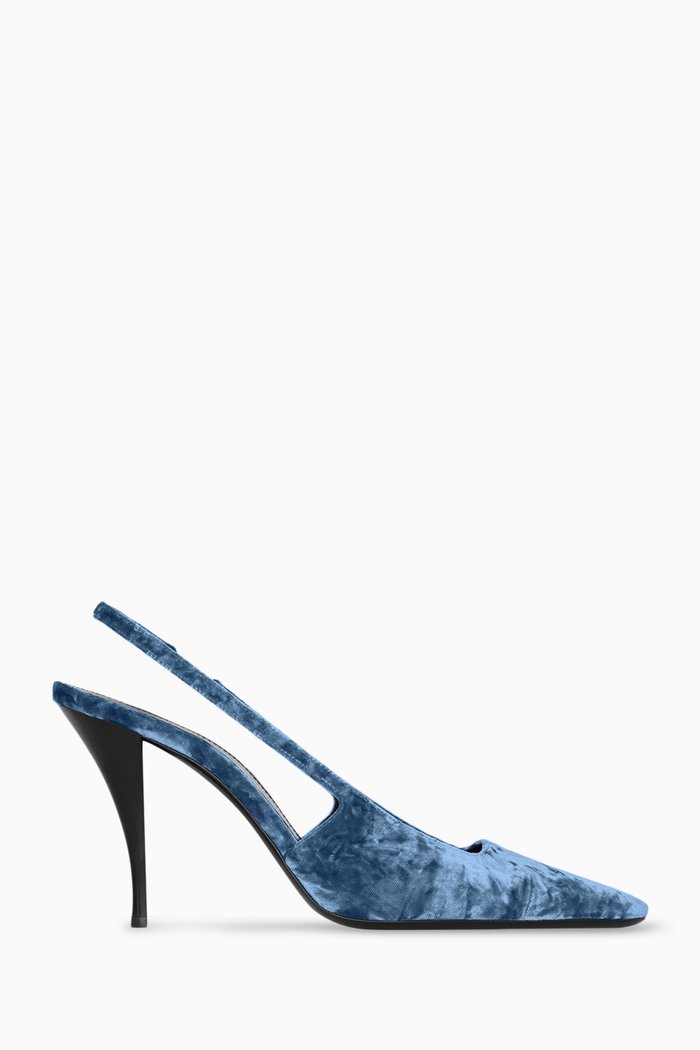

Blade Slingback Pumps in Velvet, Blue