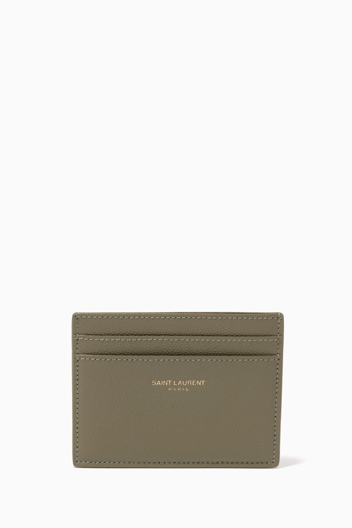 

Card Case in Grain de Poudre Embossed Leather, Green