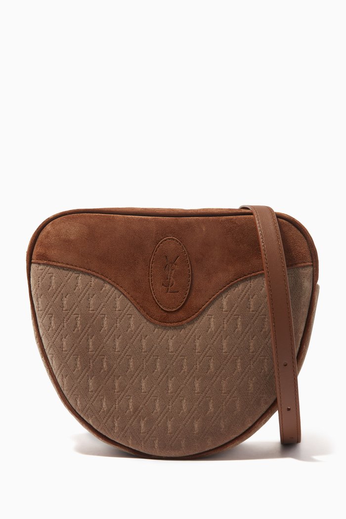 

Le Monogramme Cœur Satchel Bag in Velvet & Suede, Brown