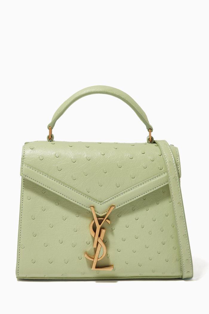 

Mini Cassandra Top-handle Bag in Ostrich, Green