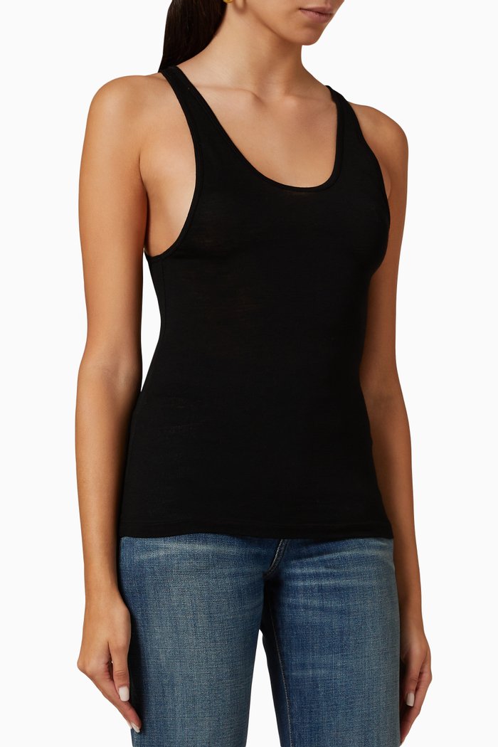 

Monogram Tank Top in Virgin Wol Jersey, Black
