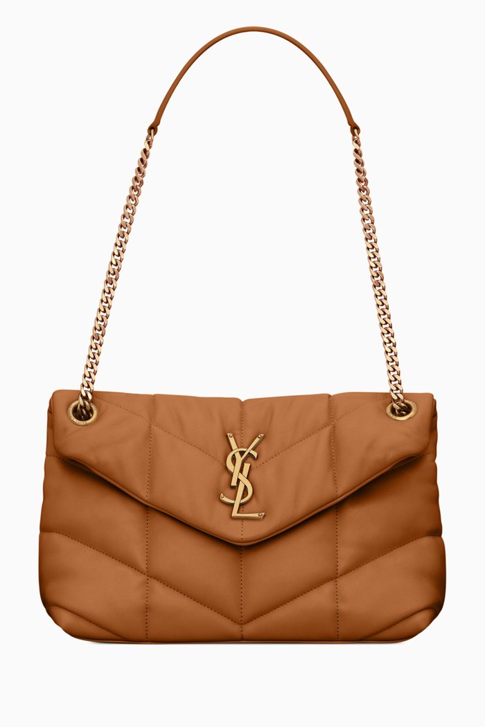 

Small Loulou Puffer Bag in Lambskin Leather, Brown