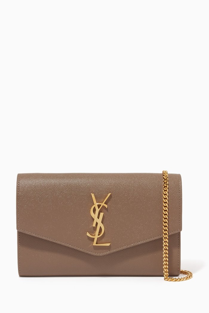 

Uptown Wallet on Chain in Grained Leather, Brown