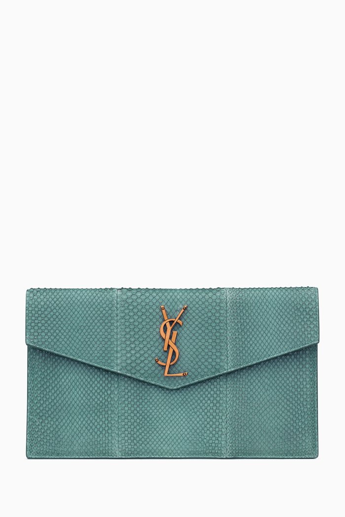 

Uptown Pouch in Python Leather, Green