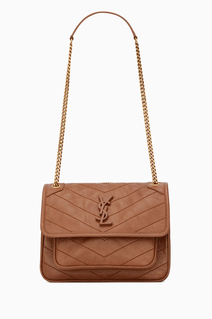 

Baby Niki Crinkled Vintage Bag in Leather, Brown