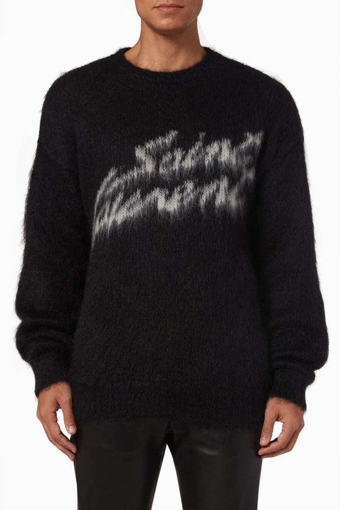 

90s Saint Laurent Sweater in Mohair-blend Knit, Black