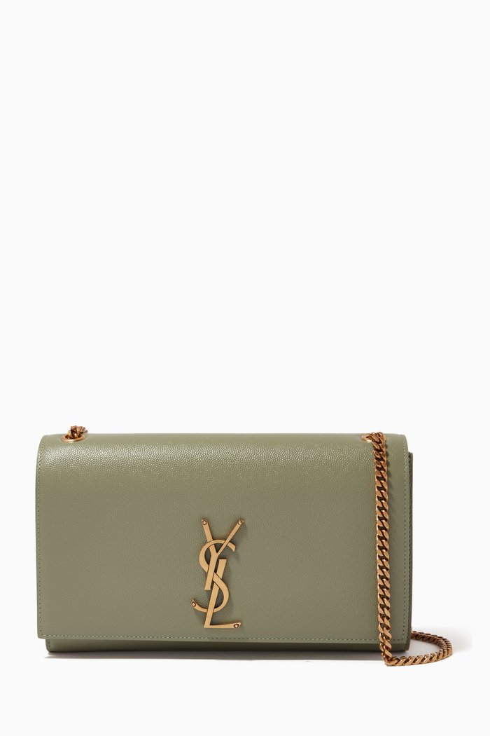 

Medium Kate Chain Bag in Grain de Poudre Embossed Leather, Green