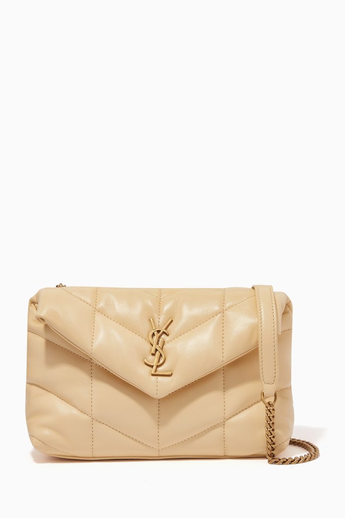 

Puffer Toy Bag in Quilted Lambskin Leather, Neutral