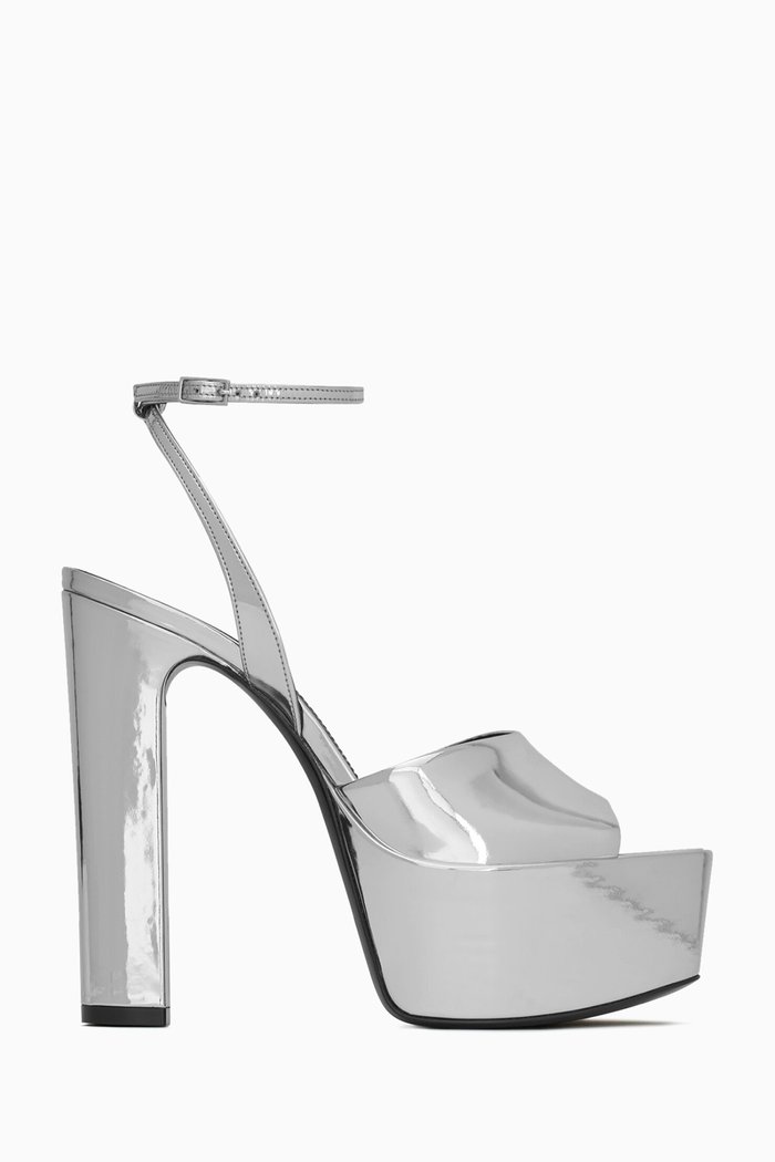 

Jodie 135 Platform Sandals in Reflective Leather, Silver