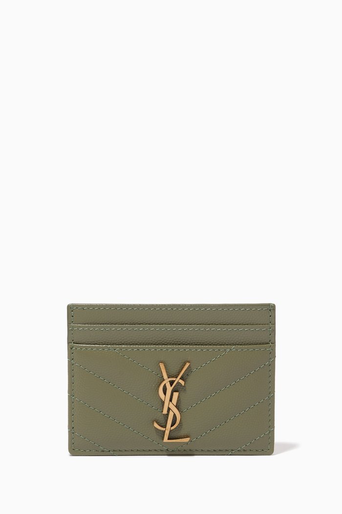

Cassandre Card Case in Matelassé Leather, Green