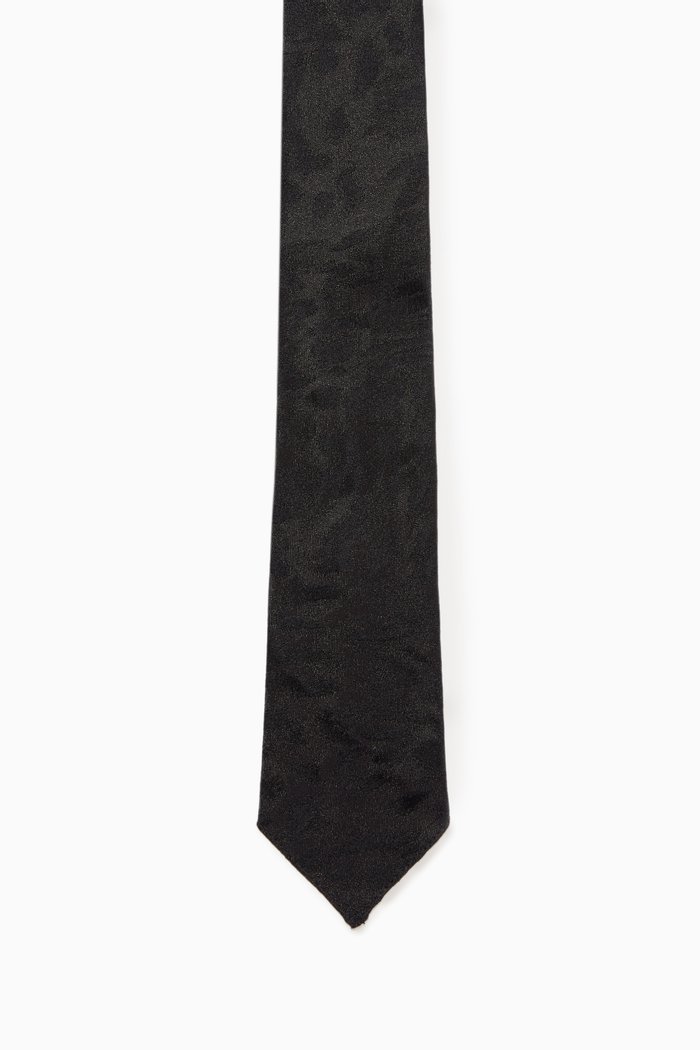 

Leopard-print Tie in Mulberry Silk Jacquard, Black