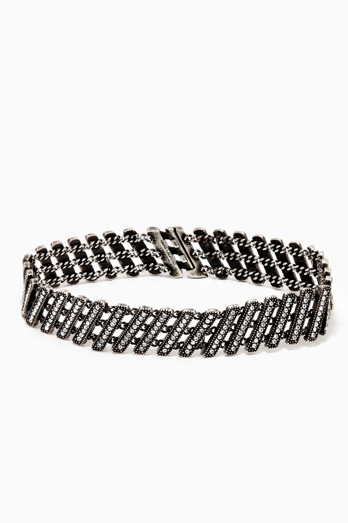 

Baguette Rhinestone Bracelet in Brass, Silver