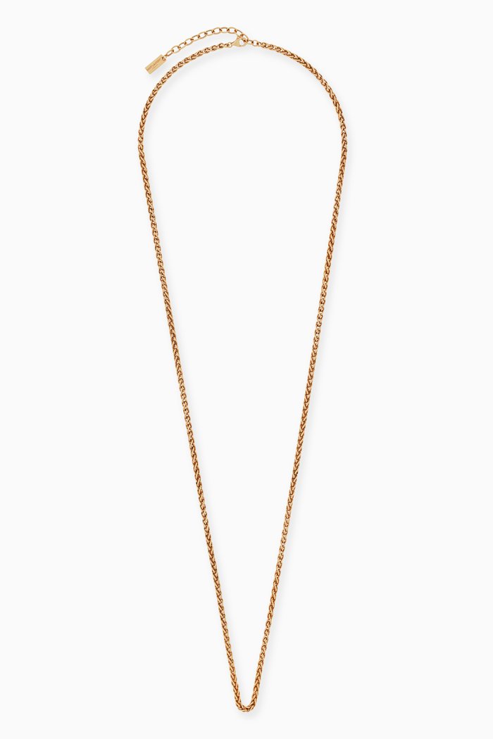 

Long Wheat Chain Necklace in Metal, Gold