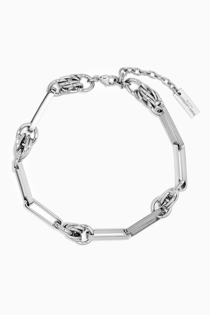 

Vintage Rectangular Cable & Knot Bracelet in Brass, Silver