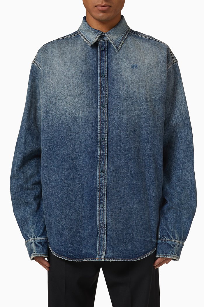 

Large Fit Shirt in Vintage Denim, Blue