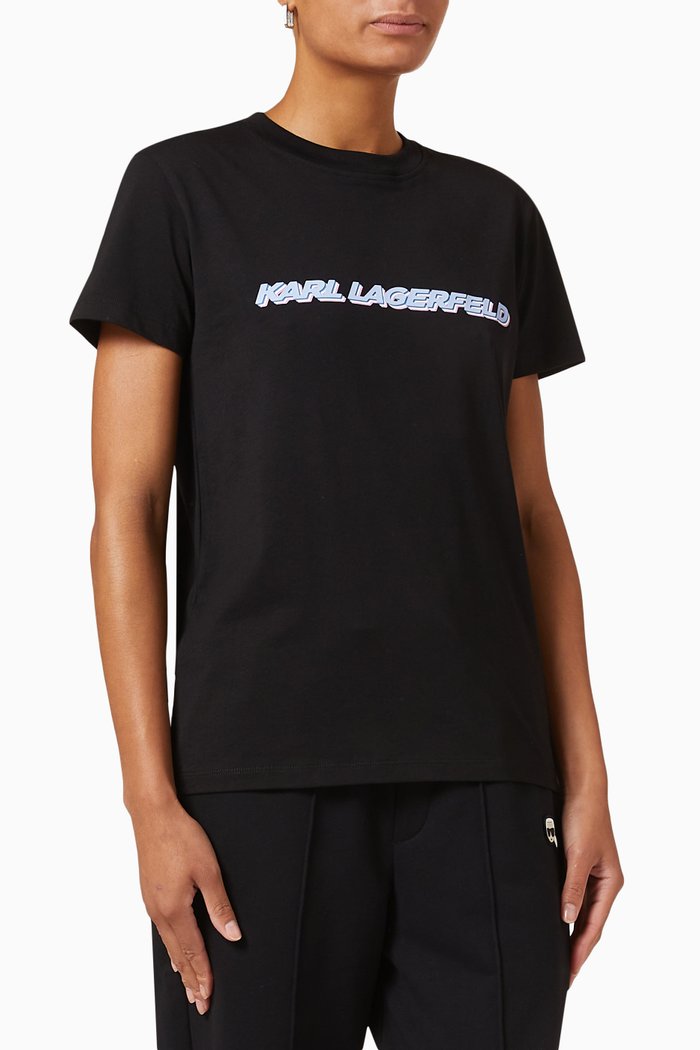 

Karl Future Logo T-shirt in Organic Cotton Jersey, Black