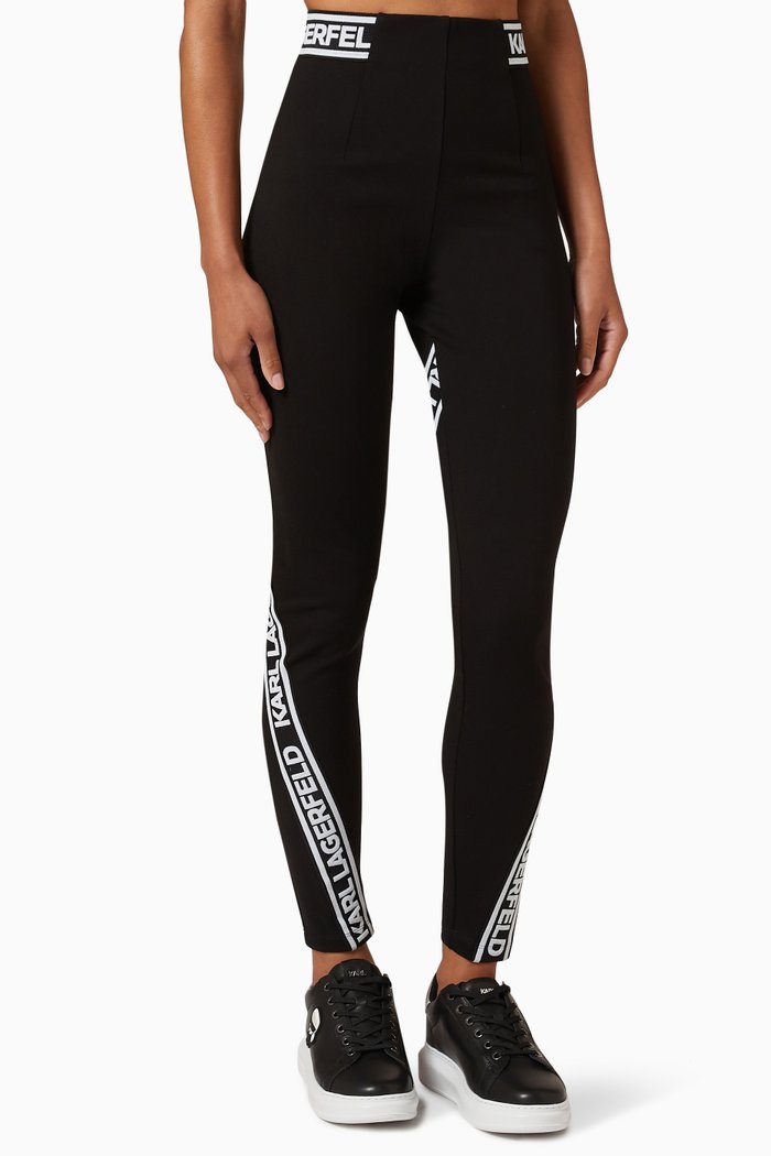 

Logo Tape Leggings in Viscose-nylon Blend, Black
