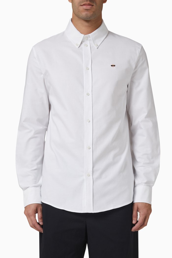 

Ikonik Embroidered Shirt in Cotton Poplin, White