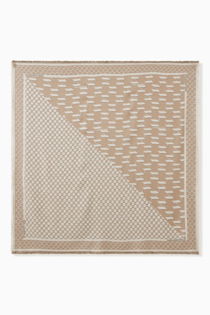 

Two-tone KL Monogram Scarf in Silk Blend, Neutral