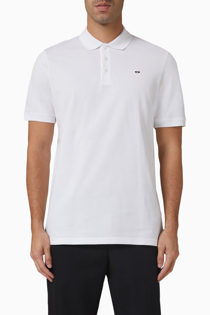 

Ikonik Embroidered Polo Shirt in Organic Cotton, White