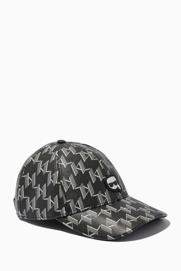 

K/Ikonik Monogram Cap in Technical Leather, Black