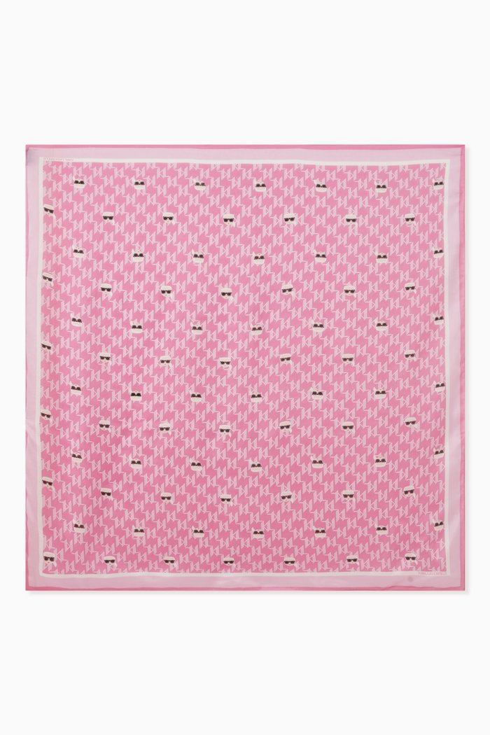 

K/Ikonik Monogram Scarf in Silk-cotton Blend, Pink
