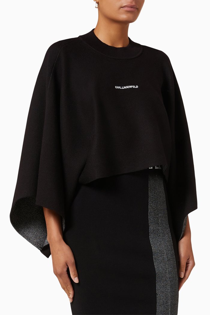 

Logo Scarf Sweater in Recycled Viscose Blend Knit, Black
