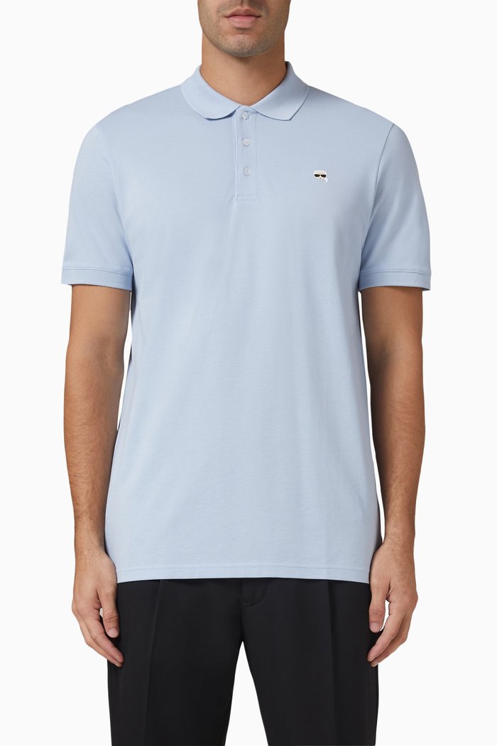 

Ikonik Embroidered Polo Shirt in Organic Cotton, Blue