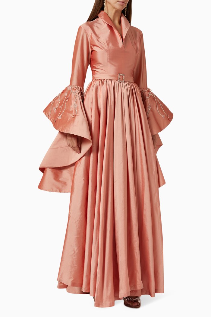 

Lily Ruffle Cuffs Gown, Pink
