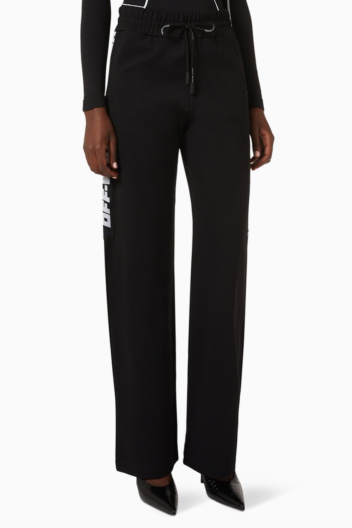 

Athl Logo Band Track Pants in Stretch Nylon, Black