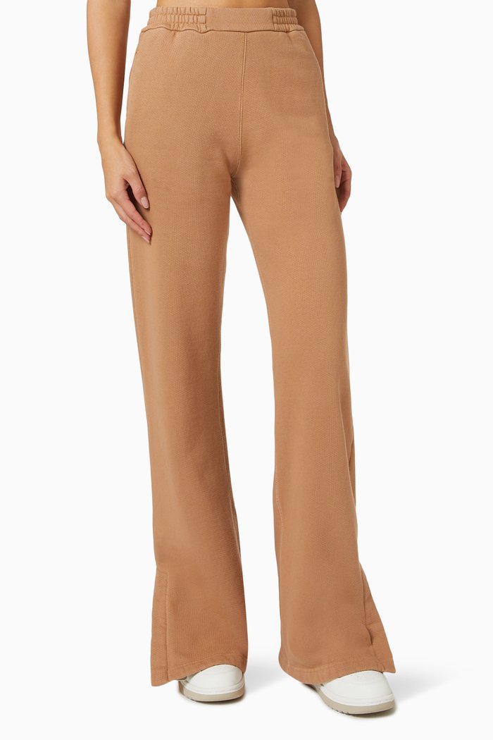 

Diagonals Flared Hem Sweatpants in Cotton, Brown