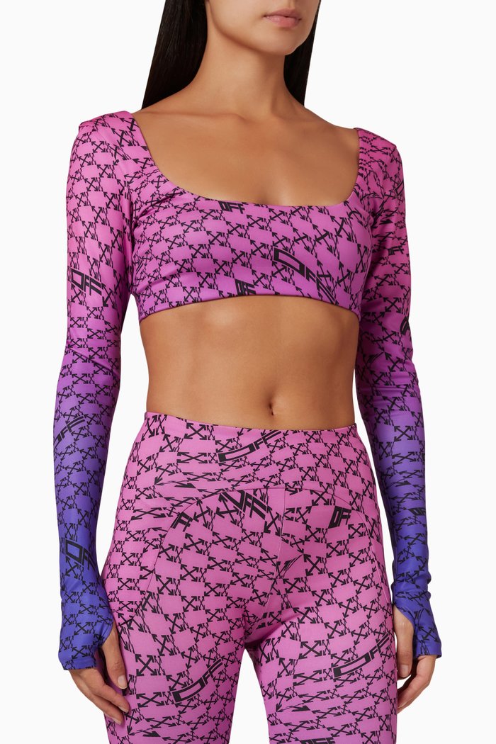 

Warped Monogram Crop Top in Stretch Nylon, Pink