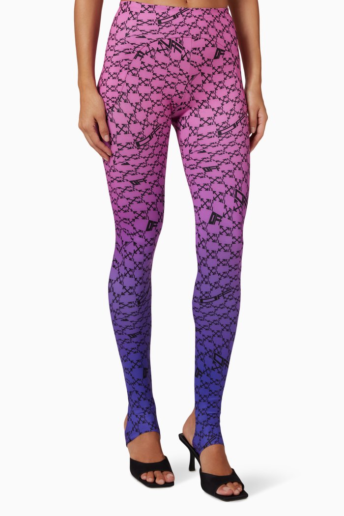 

Warped Monogram Stirrup Leggings in Stretch Nylon, Pink