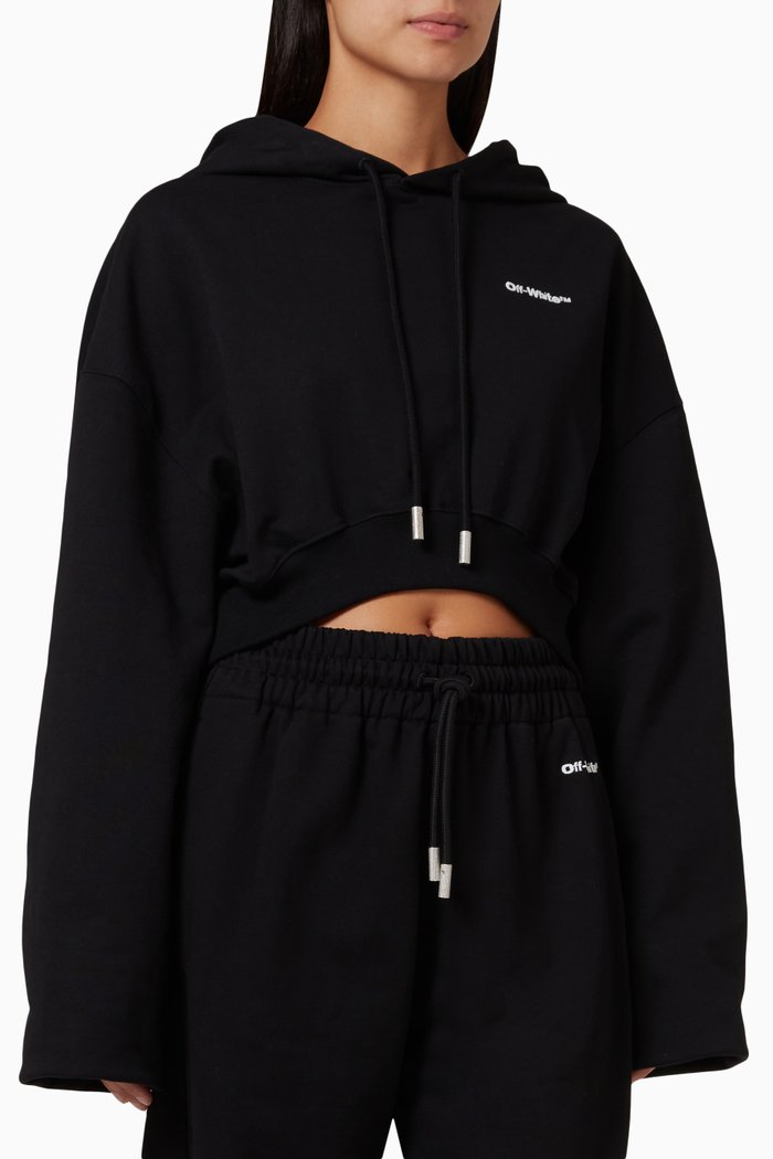

For All Crop Hoodie in Cotton Terry, Black