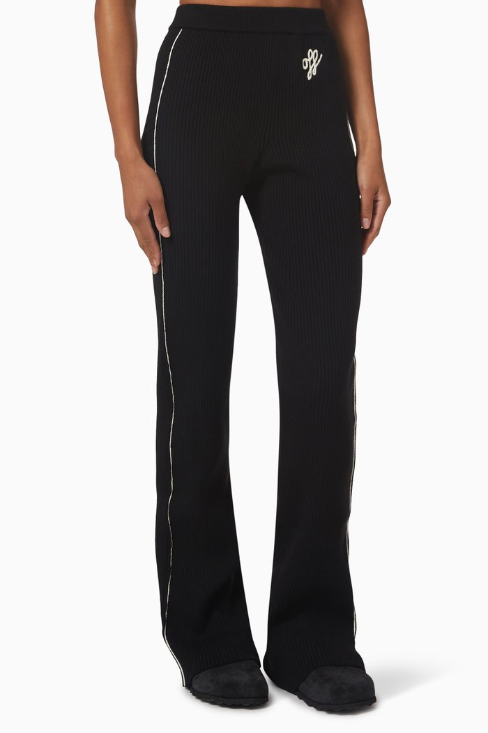 

Outline Pants in Ribbed Wool-blend Knit, Black