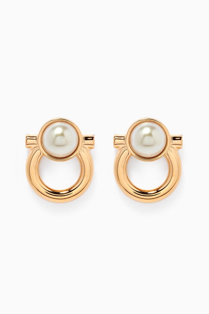 

Gancini Vintage Pearl Earrings, Gold
